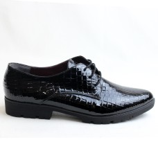 Charmia 351-03 Siyah Kroko Rugan Klasik Ayakkabı