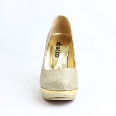 Obucca Altın Simli Kapalı Platform Ayakkabı