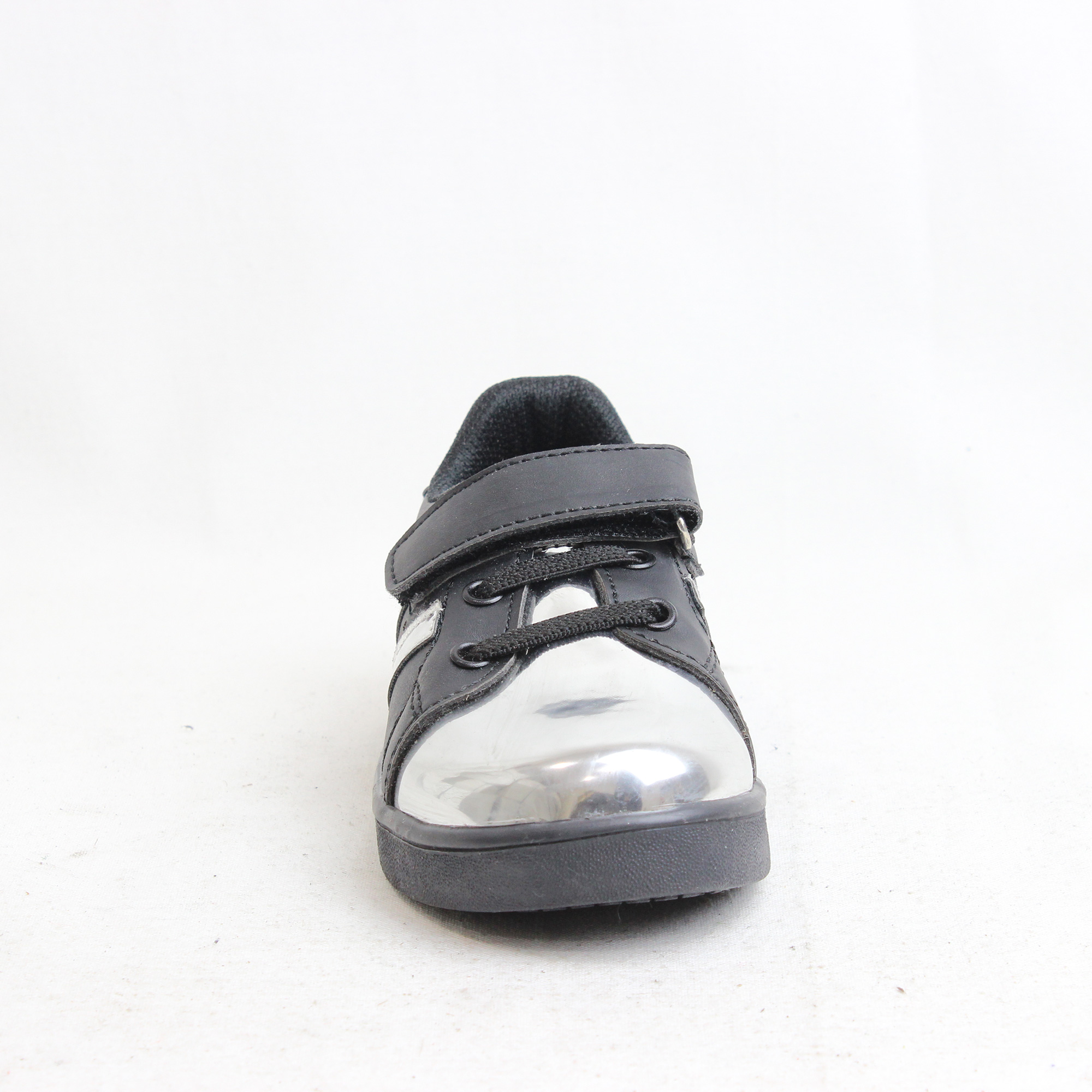 Flubber Siyah Rugan Gümüş  Cırtlı Bebe Ayakkabı
