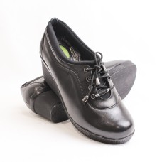 Obucca Siyah Deri Streçli Jel Tabanlı Tam Ortopedik Ayakkabı