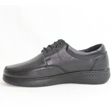 Obucca Siyah Deri Bağlı Topuk Jelli Günlük Poli Ayakkabı