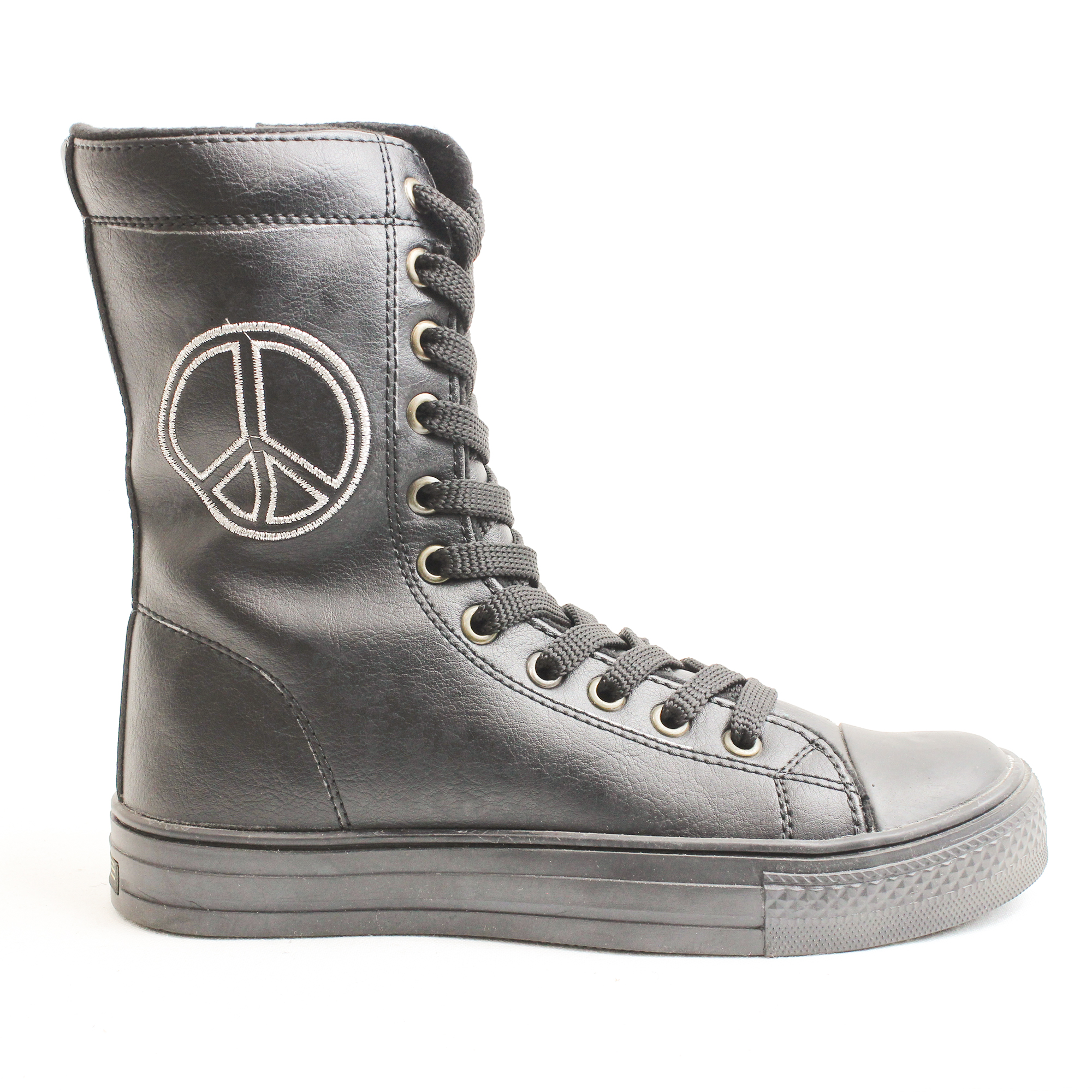 Obucca Hengli Siyah Gümüş Cilt Bilekli Postal Ayakkabı