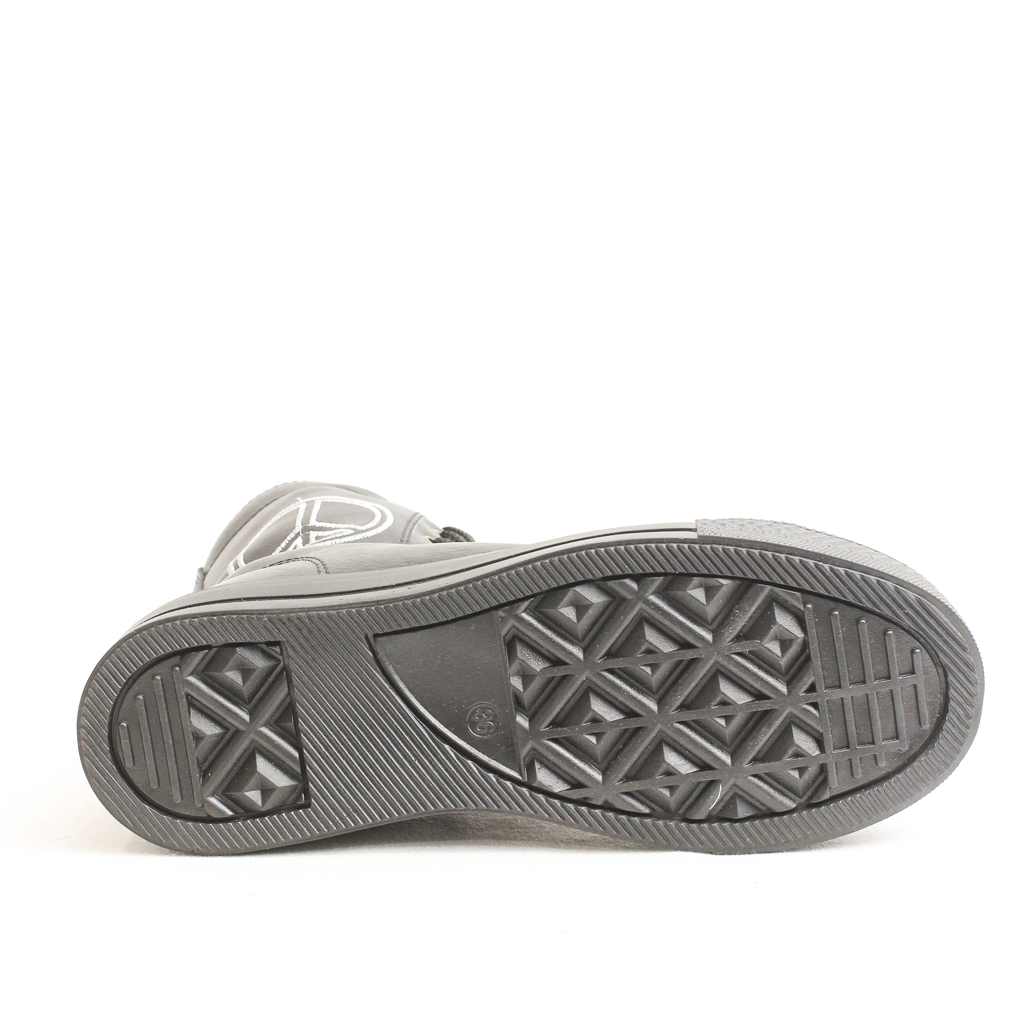 Obucca Hengli Siyah Gümüş Cilt Bilekli Postal Ayakkabı