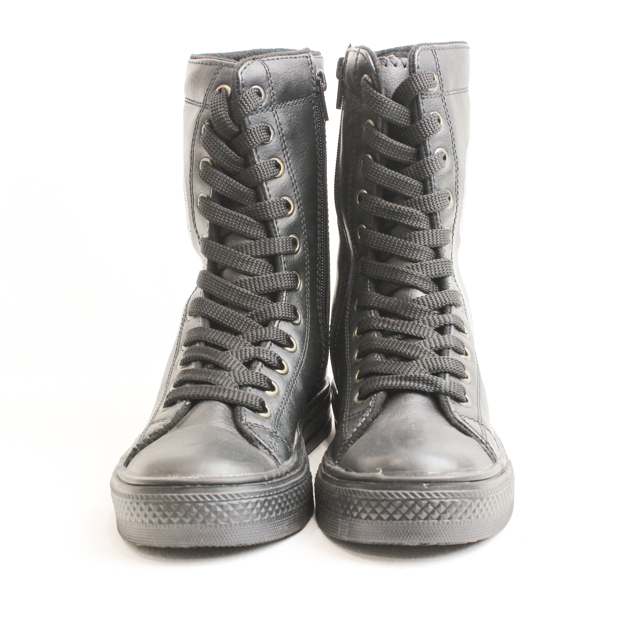 Obucca Hengli Siyah Gümüş Cilt Bilekli Postal Ayakkabı