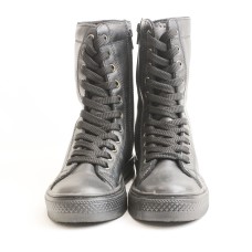 Obucca Hengli Siyah Gümüş Cilt Bilekli Postal Ayakkabı