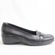 Obucca Siyah Cilt Düz Günlük Anne Ayakkabı