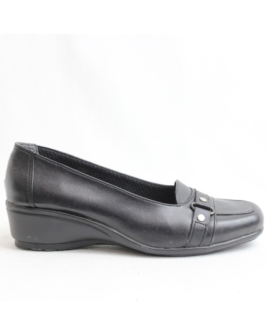 Obucca Siyah Cilt Düz Günlük Anne Ayakkabı