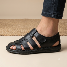 Obucca Deri Siyah Jelli Siyah Sandalet